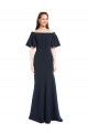 Online Azul marina oscuro Sirena Hombros Descubiertos Crepé Elástico Largo Formales Vestidos de dama de honor / Vestidos de fiesta