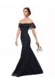 Online Azul marina oscuro Sirena Hombros Descubiertos Encaje Largo Vestidos de dama de honor / Vestidos de fiesta