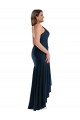 Online Azul marina oscuro Sirena Tirantes espagueti Satén sedoso Largo Asimétrico Formales Vestidos de dama de honor / Vestidos de fiesta
