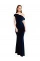 Online Azul marina oscuro Sirena Un Hombre Crepé Elástico Largo Formales Vestidos de dama de honor / Vestidos de fiesta