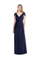 Online Azul marina oscuro Trompeta Cuello en V Gasa Largo Vestidos de dama de honor