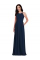 Online Azul marina oscuro Trompeta Halter Crepé Elástico Largo Vestidos de dama de honor