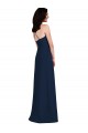 Online Azul marina oscuro Trompeta Halter Crepé Elástico Largo Vestidos de dama de honor
