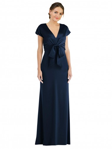 Online Azul marina oscuro Trompeta Hombros Descubiertos Crepé Elástico Largo Formales Vestidos de dama de honor / Vestidos de fiesta