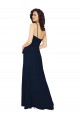 Online Azul marina oscuro línea A Cuello en V Gasa Largo Vestidos de dama de honor