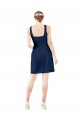 Online Azul marina oscuro línea A Cuello en V Satén Corto Vestidos de dama de honor / Vestidos de cóctel