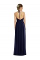 Online Azul marina oscuro línea A Halter Gasa Largo Vestidos de dama de honor