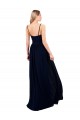 Online Azul marina oscuro línea A Tirantes espagueti Gasa Largo Formales Vestidos de dama de honor / Vestidos de noche