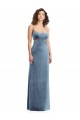 Online Azul polvoriento Cubierta Cuadrado Terciopelo Elástico Largo Formales Vestidos de dama de honor / Vestidos de fiesta