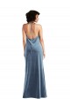 Online Azul polvoriento Cubierta Terciopelo Elástico Largo Vestidos de dama de honor / Vestidos de fiesta
