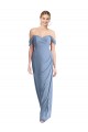 Online Azul polvoriento Sirena Hombros Descubiertos Gasa Largo Vestidos de dama de honor