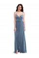 Online Azul polvoriento línea A Cuello de Corazón Terciopelo Elástico Largo Vestidos de dama de honor / Vestidos de fiesta