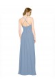 Online Azul polvoriento línea A Halter Cuello Alto Gasa Largo Vestidos de dama de honor