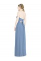 Online Azul polvoriento línea A Halter Gasa Largo Vestidos de dama de honor