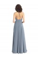 Online Azul polvoriento línea A Halter Gasa Largo Vestidos de dama de honor