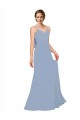 Online Azul polvoriento línea A Tirantes espagueti Gasa Largo Vestidos de dama de honor