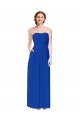 Online Azul real Cubierta Cuello de Corazón Gasa Largo Vestidos de dama de honor