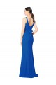 Online Azul real Cubierta Cuello de Corazón Gasa Largo Vestidos de dama de honor