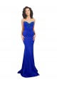 Online Azul real Sirena Cuello Alto Crepé Elástico Largo Formales Vestidos de dama de honor / Vestidos de fiesta
