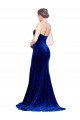 Online Azul real Sirena Cuello de Corazón Sin tirantes Barrer tren Terciopelo Elástico Largo Formales Vestidos de dama de honor / Vestidos de fiesta