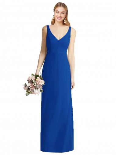Online Azul real Sirena Cuello de Corazón Sin tirantes Gasa Largo Vestidos de dama de honor