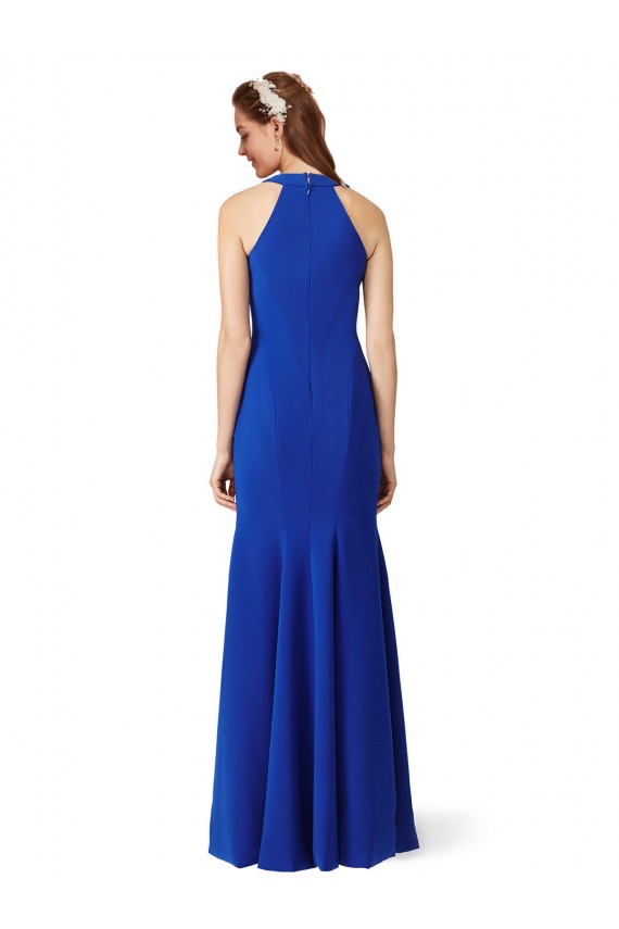 Online Azul real Sirena Cuello en V Crepé Elástico Largo Formales Vestidos de dama de honor / Vestidos de fiesta