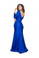 Online Azul real Sirena Cuello en V Satén sedoso Largo Formales Vestidos de dama de honor / Vestidos de fiesta