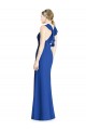 Online Azul real Trompeta Halter Cuello Alto Gasa Largo Vestidos de dama de honor