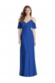 Online Azul real Trompeta Tirantes espagueti Cuello en V Gasa Largo Vestidos de dama de honor