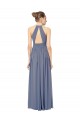 Online Azul real línea A Halter Gasa Largo Vestidos de dama de honor