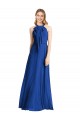 Online Azul real línea A Halter Gasa Largo Vestidos de dama de honor