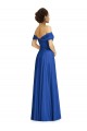 Online Azul real línea A Hombros Descubiertos Gasa Largo Vestidos de dama de honor