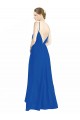 Online Azul real línea A Tirantes espagueti Cuello en V Gasa Largo Vestidos de dama de honor