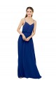 Online Azul real línea A Tirantes espagueti Gasa Largo Vestidos de dama de honor
