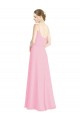 Online Barely rosa línea A Tirantes espagueti Gasa Largo Vestidos de dama de honor