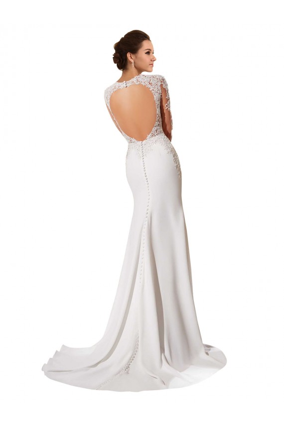 Online Blanco Cubierta Cuello de Corazón Cola capilla Gasa Encaje Vestidos de novia
