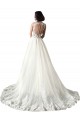 Online Blanco Sirena Cuello de Corazón Cola capilla Tul Encaje Vestidos de novia