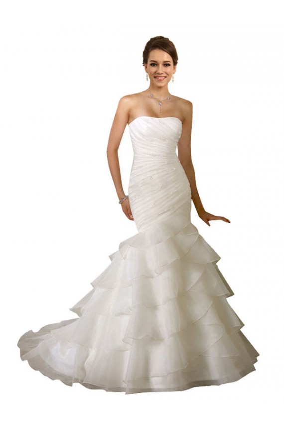Online Blanco Sirena Cuello de Corazón Cola capilla Tul Vestidos de novia