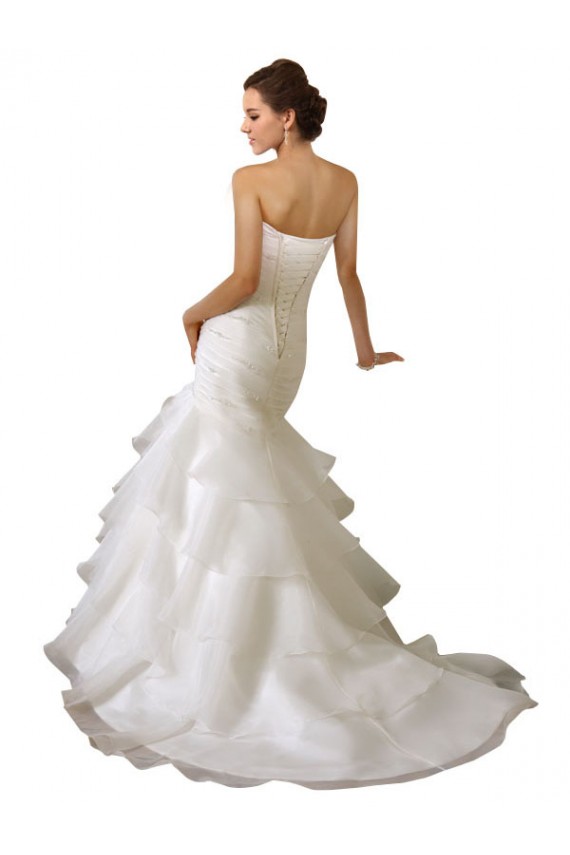 Online Blanco Sirena Cuello de Corazón Cola capilla Tul Vestidos de novia