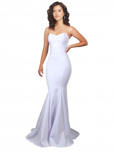 Online Blanco Sirena Cuello de Corazón Sin tirantes Cuello Alto Crepé Elástico Sencillo Playa Vestidos de novia