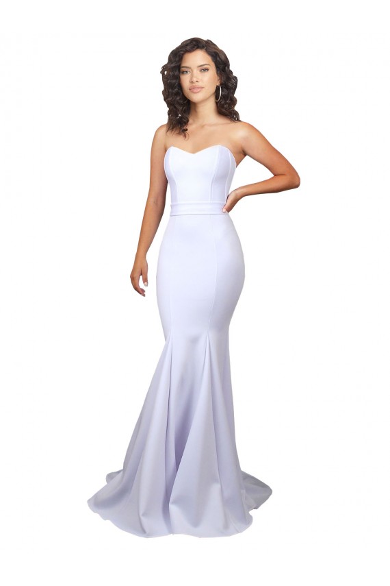 Online Blanco Sirena Cuello de Corazón Sin tirantes Cuello Alto Crepé Elástico Sencillo Playa Vestidos de novia