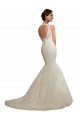 Online Blanco Sirena Cuello en V Cola capilla Tul Encaje Vestidos de novia