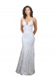 Online Blanco Sirena Cuello en V Cuello Alto Crepé Elástico Lentejuela Tul Largo Formales Vestidos de dama de honor / Vestidos de fiesta
