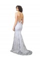 Online Blanco Sirena Cuello en V Cuello Alto Crepé Elástico Lentejuela Tul Largo Formales Vestidos de dama de honor / Vestidos de fiesta