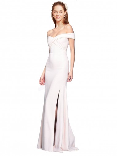 Online Blanco Sirena Hombros Descubiertos Crepé Elástico Largo Formales Vestidos de dama de honor / Vestidos de fiesta