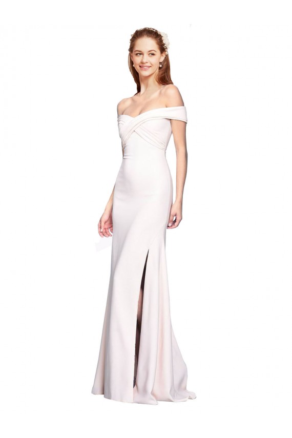 Online Blanco Sirena Hombros Descubiertos Crepé Elástico Largo Formales Vestidos de dama de honor / Vestidos de fiesta