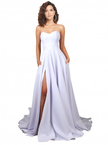 Online Blanco línea A Cuello de Corazón Crepé Elástico Sencillo Playa Vestidos de novia
