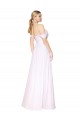 Online Blanco línea A Hombros Descubiertos Gasa Largo Formales Vestidos de dama de honor / Vestidos de fiesta