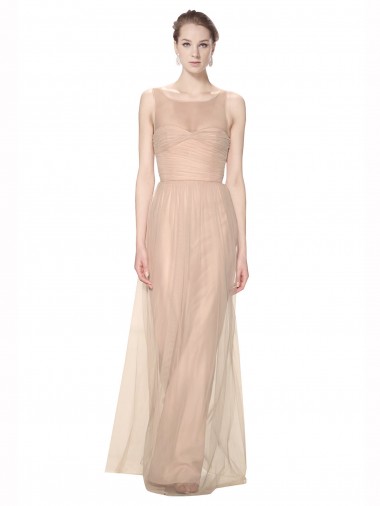 Online Blush 95 Cubierta Ilusión Cuello de Corazón Tul Largo Vestidos de dama de honor