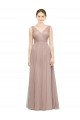 Online Blush línea A Cuello en V Tul Largo Vestidos de dama de honor